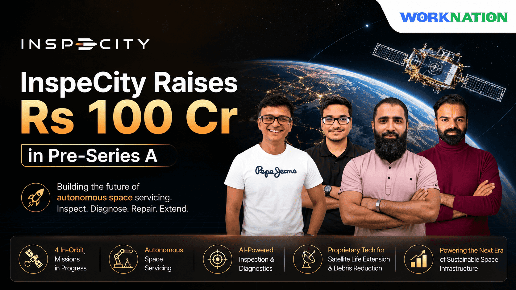 InspeCity Raises Rs 100 Cr Pre-Series A to Advance In-Orbit Servicing