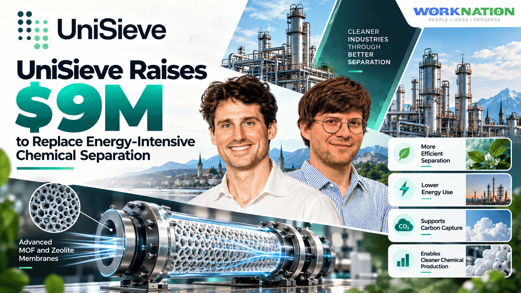 ETH Zurich Classmates’ UniSieve Raises $9M to Replace Energy-Intensive Chemical Separation