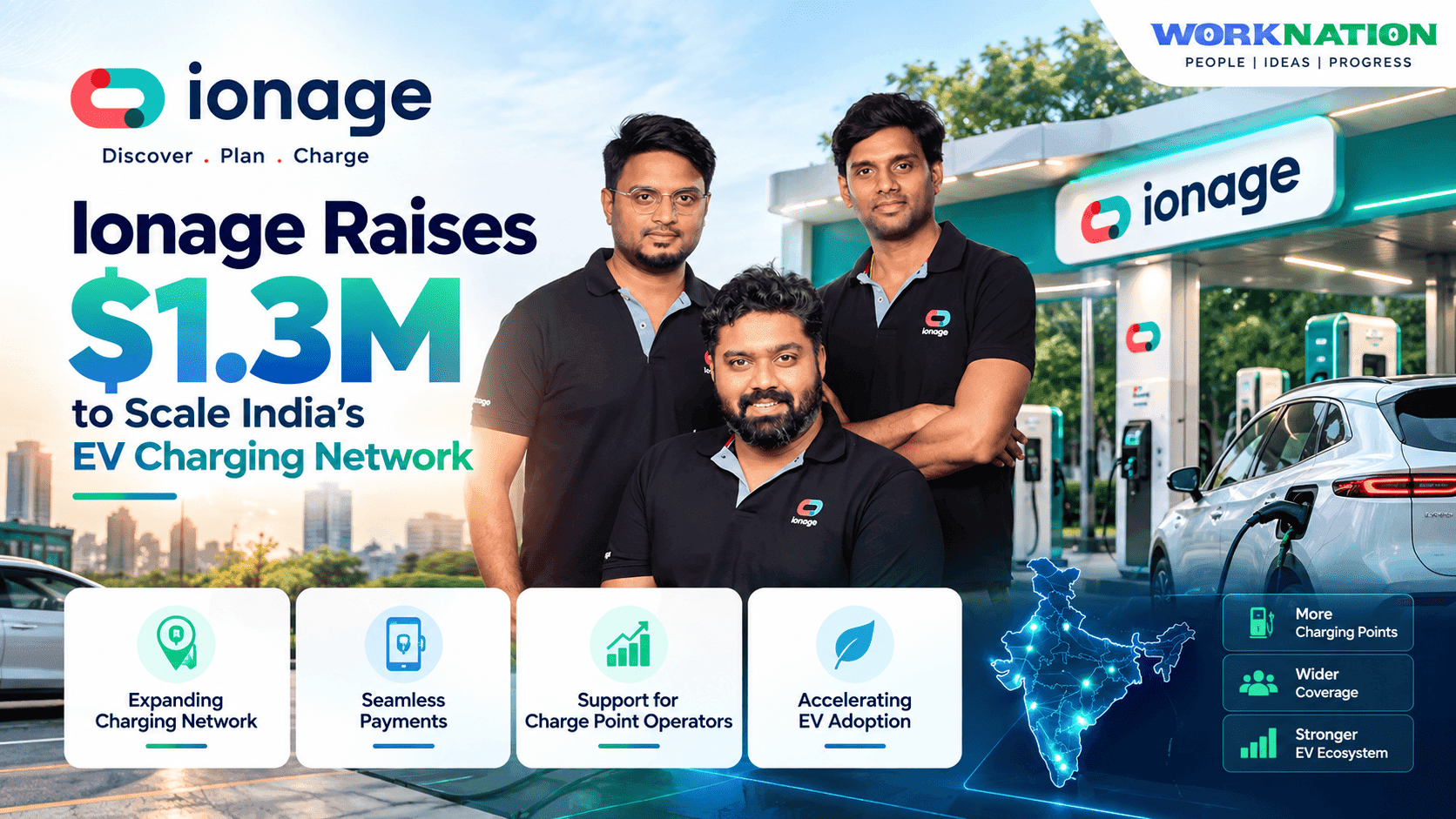 Ionage Raises $1.3M to Expand India's EV Charging Network