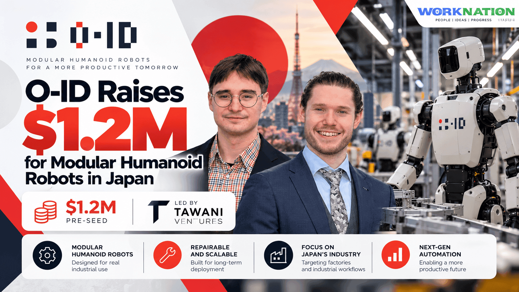 O-ID Raises $1.2M to Build Modular Humanoid Robots for Japanese Factories